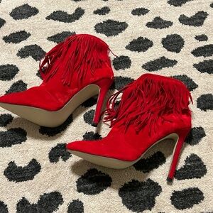 Scarlet Fringe Stiletto Boots